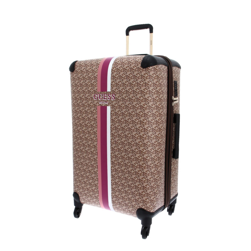 Valise extensible 77cm Wilder Guess taupe logo profil