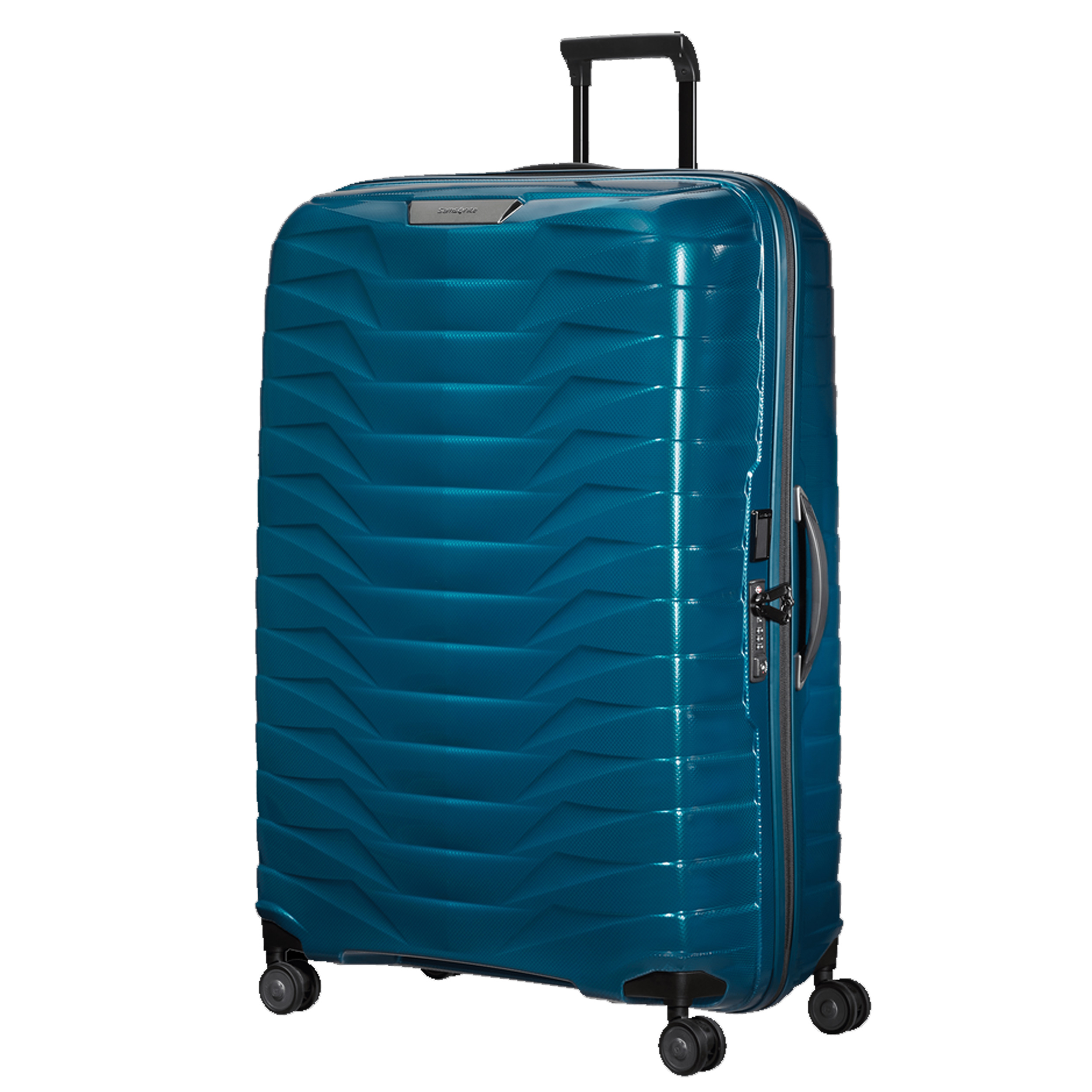 Grande valise 86cm Roxkin Proxis Samsonite bleu pétrol profil